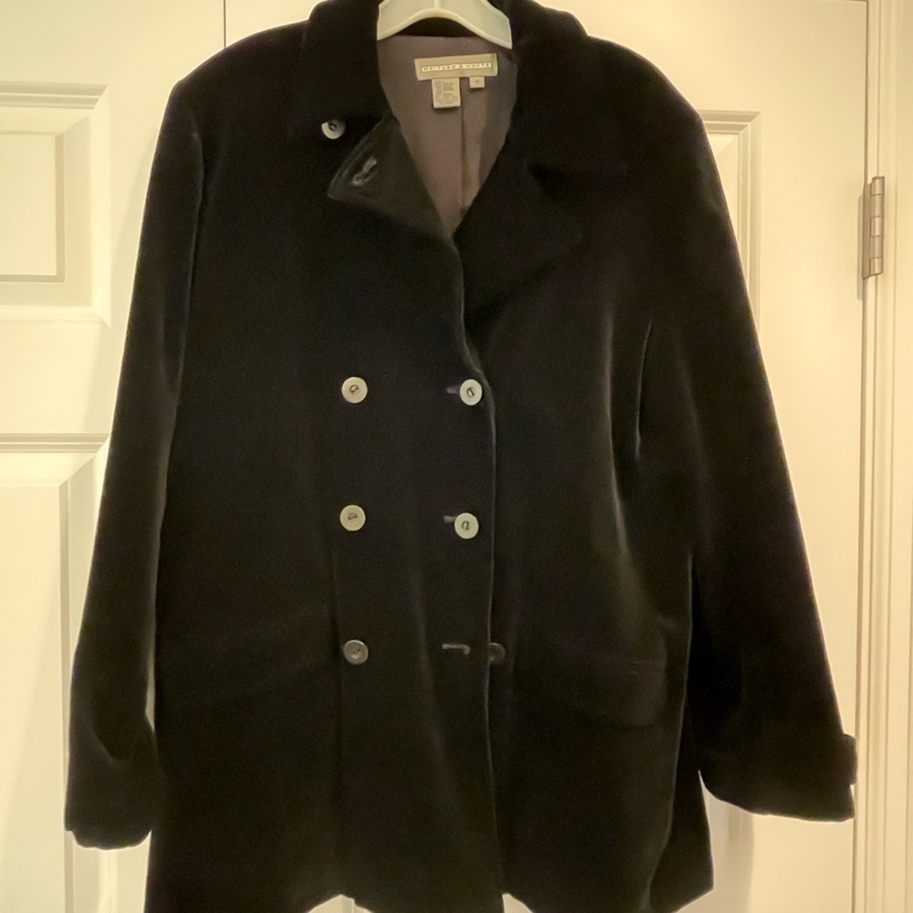Women's Black Velvet Peacoat